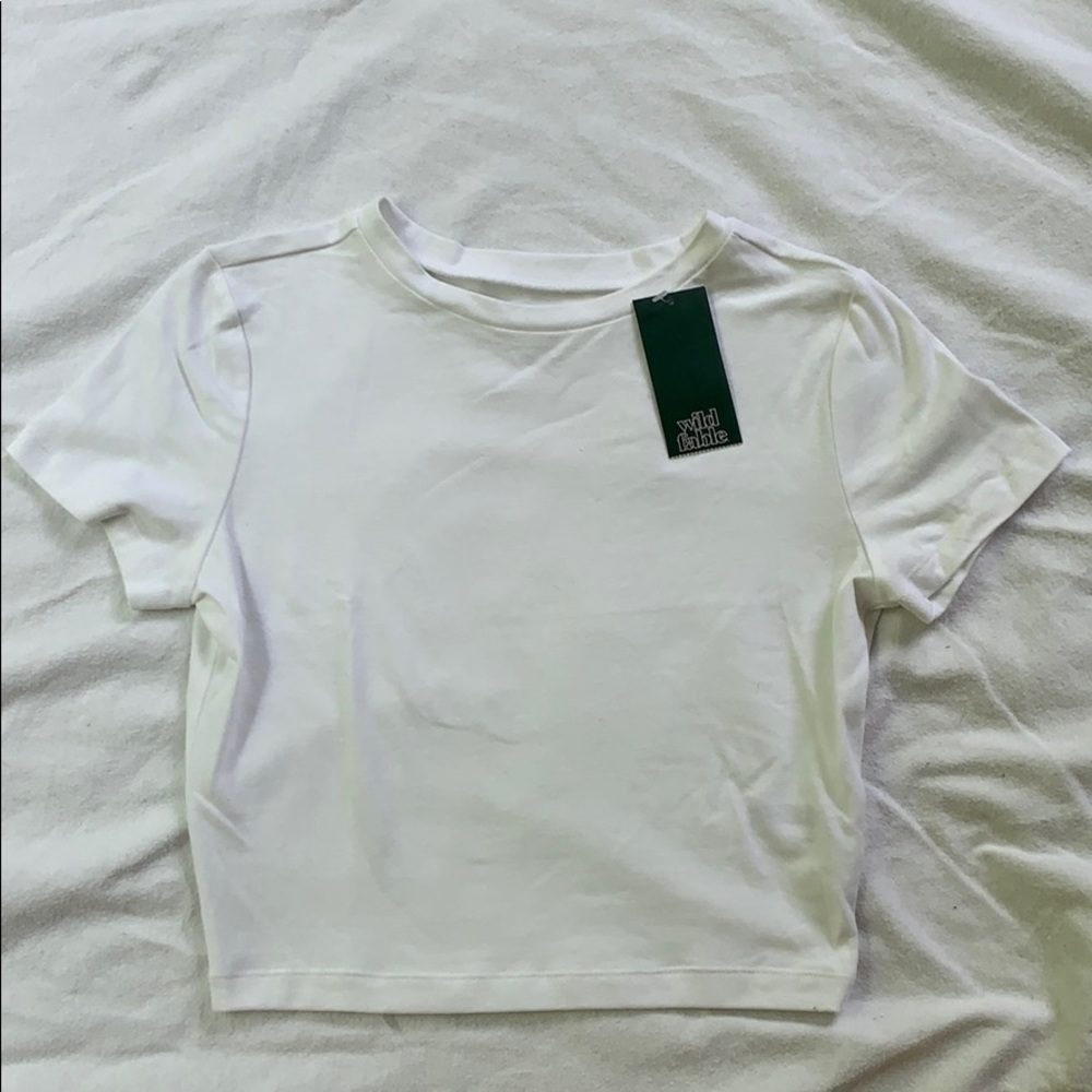 WILD FABLE cropped fitted t-shirt white